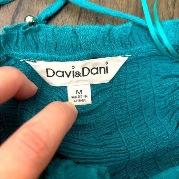 Davi & Dani Teal Ruffle Mini Dress Size Medium - Picture 5 of 9